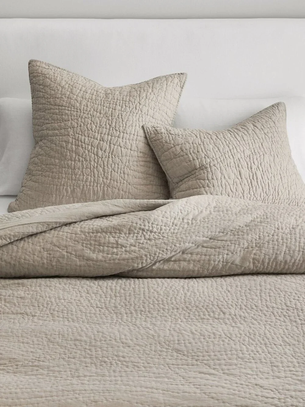 Pottery Barn Belgian Flax Linen Handcrafted Quilt KING / CAL Warm Gray NWT